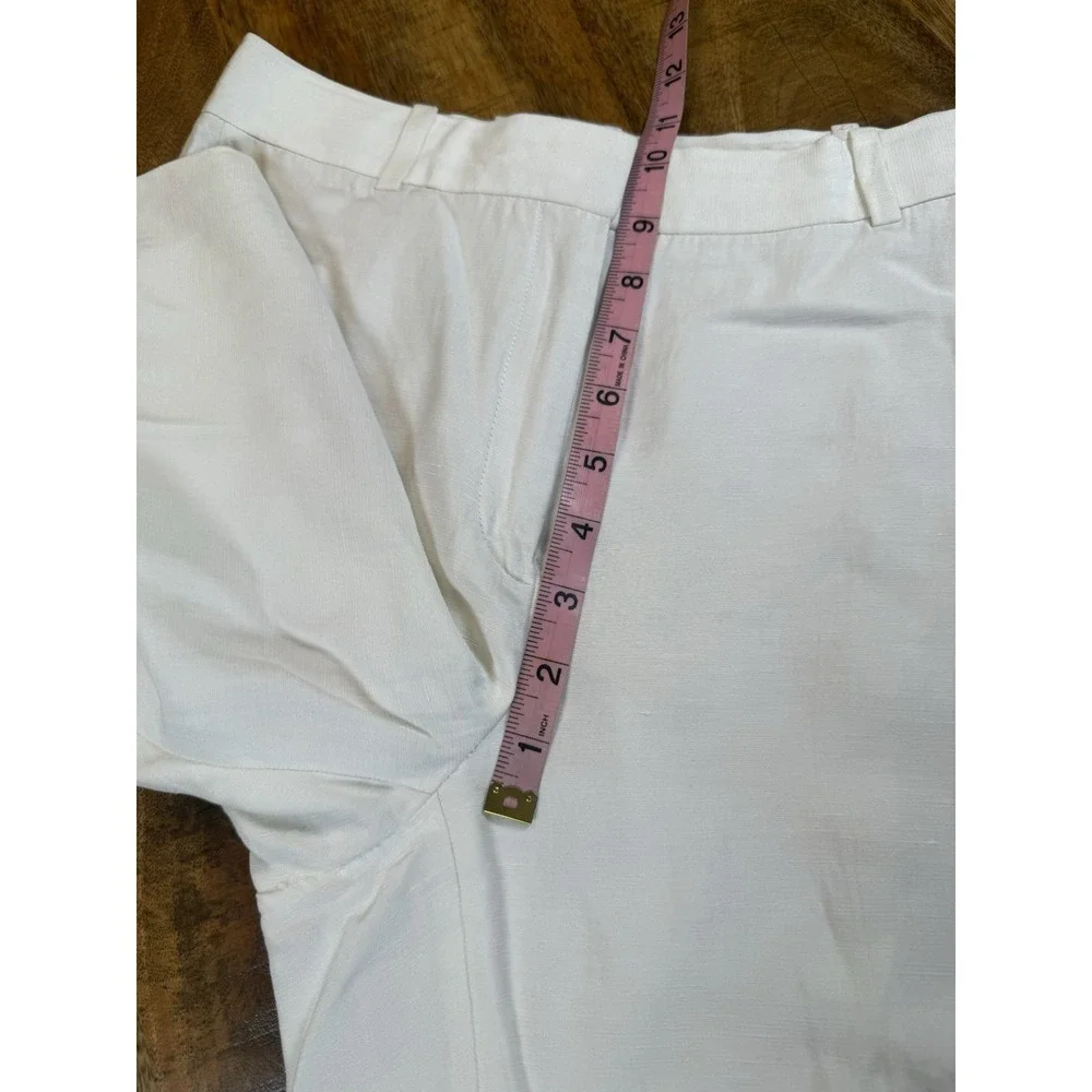Aritzia Babaton Agency Linen Pants Womens 4 White High Rise Straight Leg
